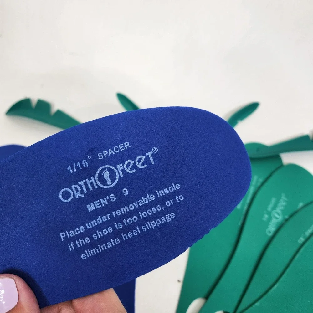 ORTHOFEET Arch Booster Insoles Mens 9 Green Blue Shoe Spacer Inserts Comfort